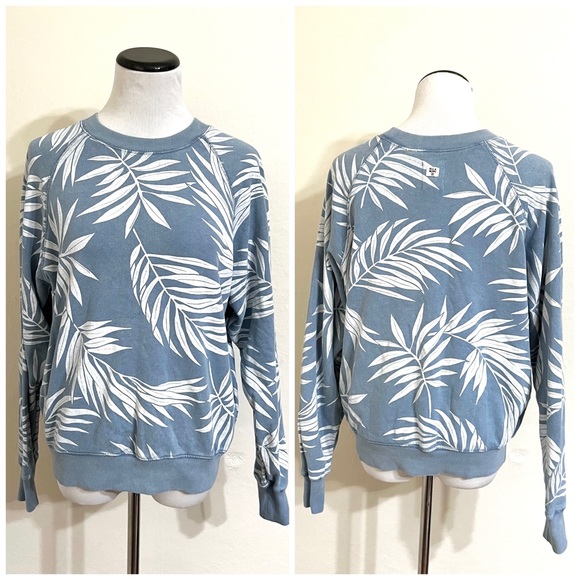 Billabong Wild Palms Womens Crew Sweatshirt light blue size medium - Picture 3 of 4